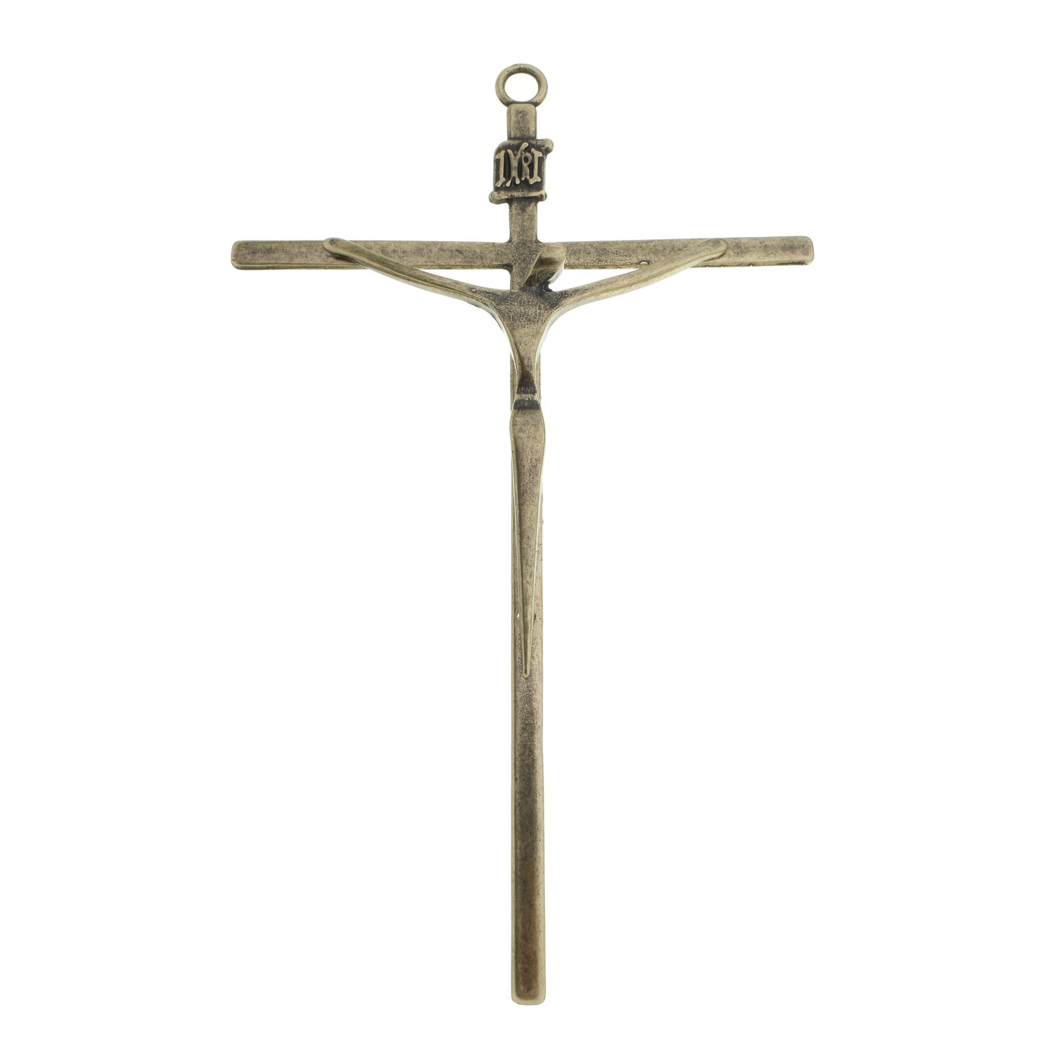 Crucifixo Estilizado De Parede Em Metal Ouro Velho 19 7cm Lirio Do