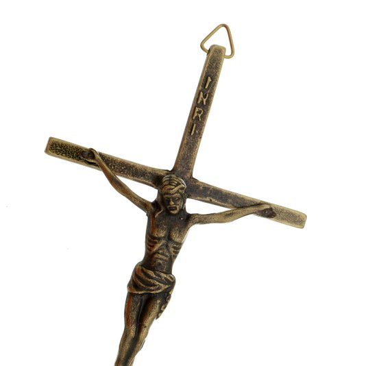 Crucifixo De Parede Bronze 15cm Lirio Do Vale Distribuidora De