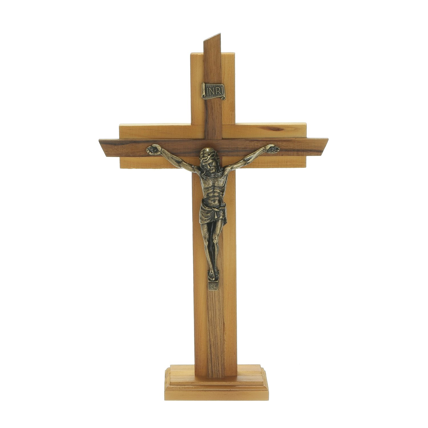 Crucifixo de Mesa em Madeira com Modelo Estilizado - 28cm