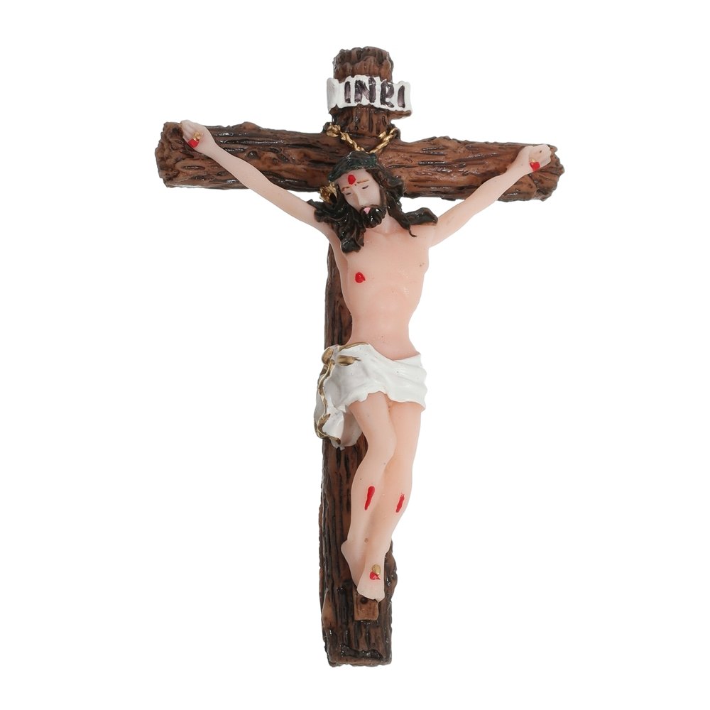 Crucifixo de parede em resina - 10cm | LÃ­rio do Vale Artigos Religiosos