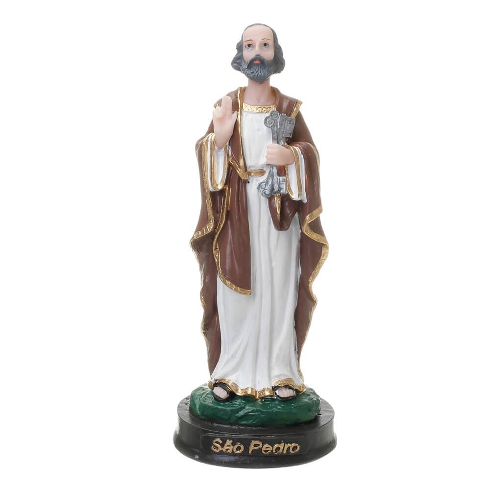 Imagem de São Pedro em resina - 15cm  Lírio do Vale Artigos Religiosos -  Lirio do Vale Distribuidora de Artigos Religiosos