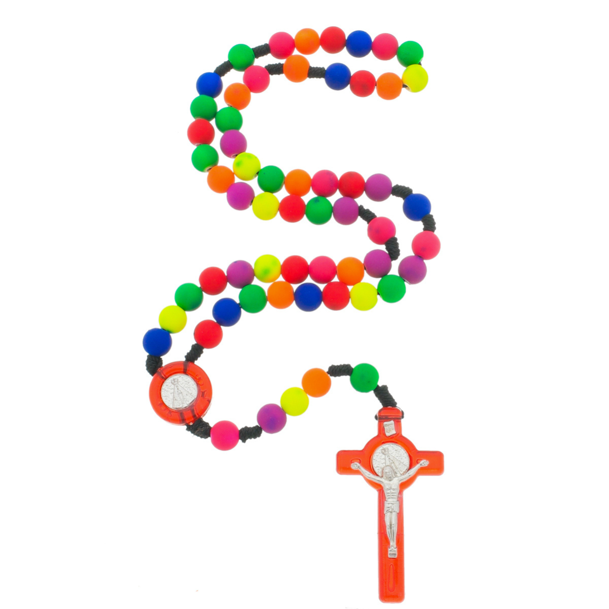 Kit Terço de Nossa Senhora Aparecida Colorido com Contas Lisas - 12Un