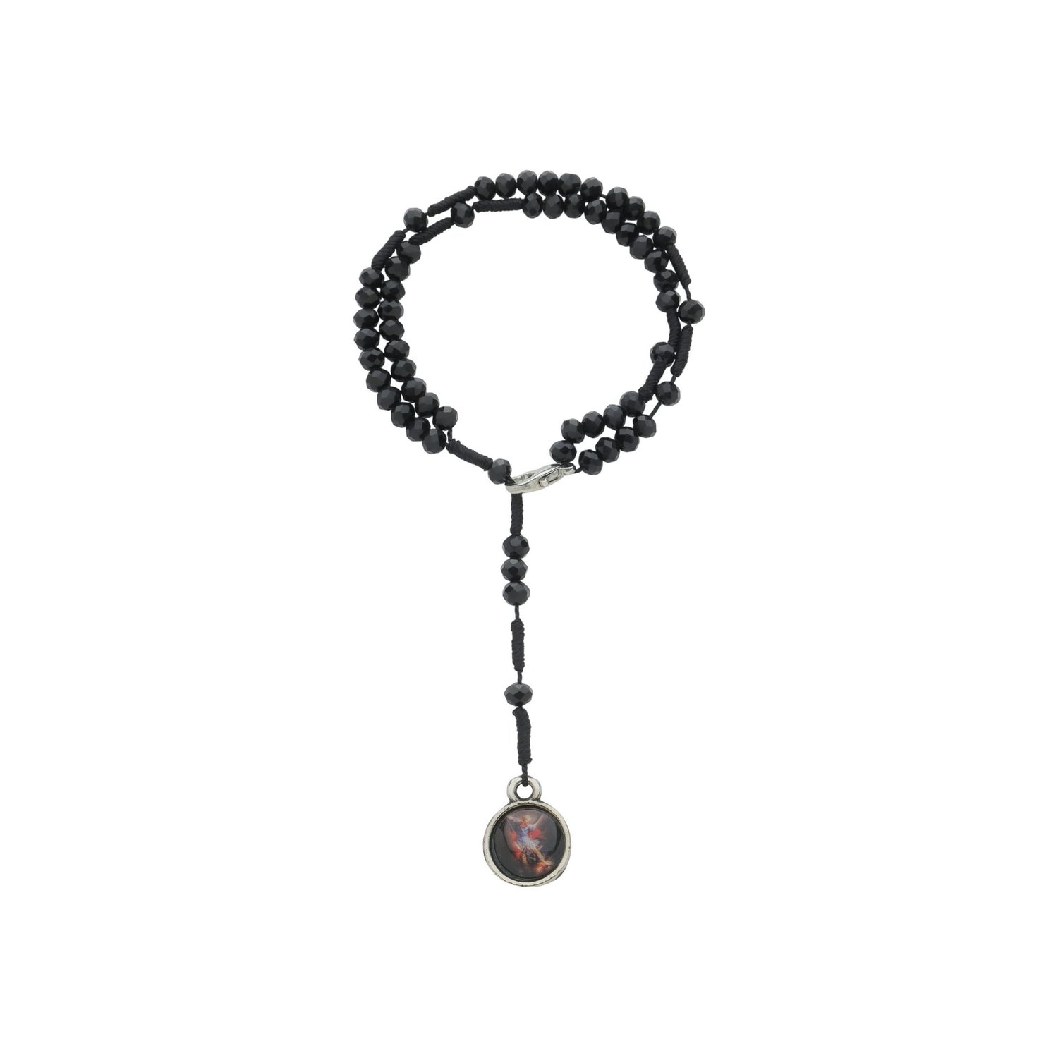 Kit Terço de Pulso de São Miguel Arcanjo com Contas Cristal Preto - 2Un Kit Terço de Pulso de São Miguel Arcanjo com Contas Cristal Preto - 2Un