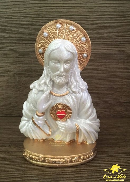 Busto Sagrado Coração de Jesus - Pérola 12cm