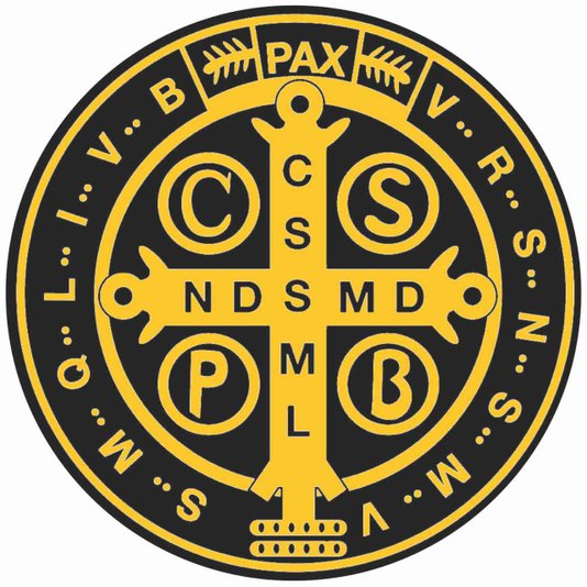 Adesivo Medalha de São Bento Preto e Amarelo M - 6un