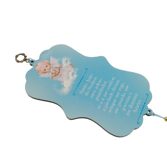 Adorno Infantil do Santo Anjo da Guarda com Oração - Azul