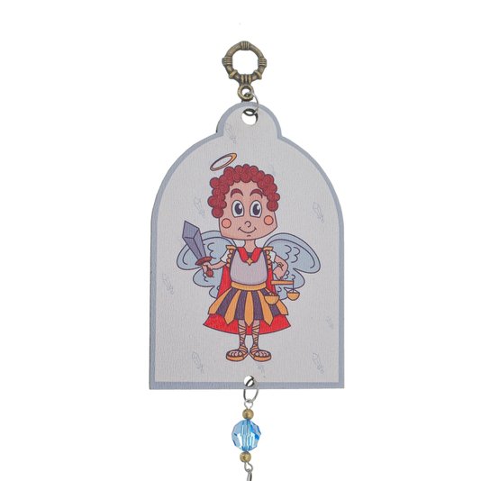 Adorno Duplo de São Miguel Arcanjo com Pompom Azul - Infantil