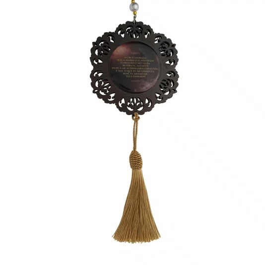 Adorno Luxo de São Bento em Mdf Vazado com Pompom