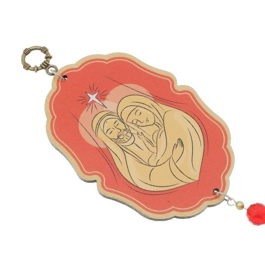 Adorno Duplo Natalino para Parede Feliz e Santo Natal - Mdf
