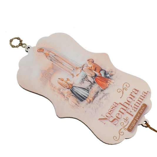 Adorno para Parede de Nossa Senhora de Fátima - Pompom Marrom Escuro