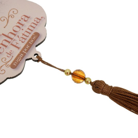 Adorno para Parede de Nossa Senhora de Fátima - Pompom Marrom Escuro