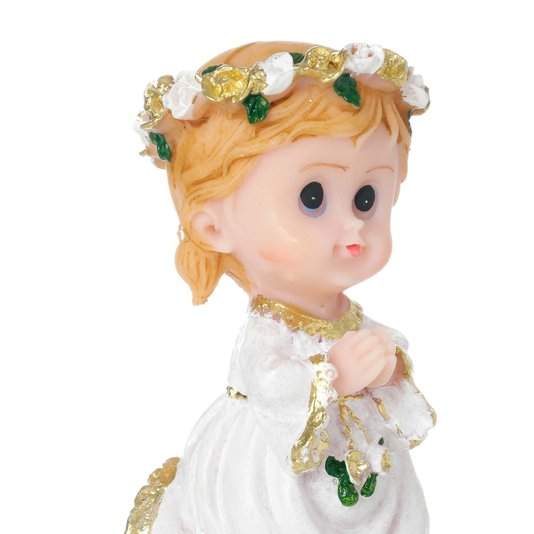 Imagem Anjo da Guarda Rezando de Joelhos em Resina Infantil - Branco