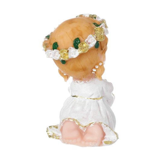 Imagem Anjo da Guarda Rezando de Joelhos em Resina Infantil - Branco