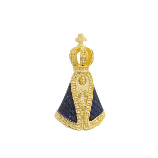 Botton de Nossa Senhora Aparecida com Coroa Vazada Folheado - 3Un