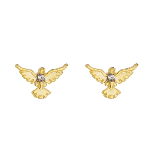 Brinco Divino Espírito Santo Folheado com Strass