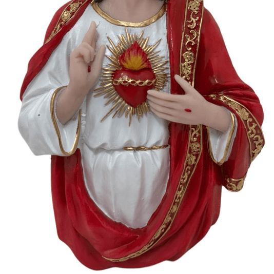 Busto de Parede do Sagrado Coração de Jesus em Resina - 30cm