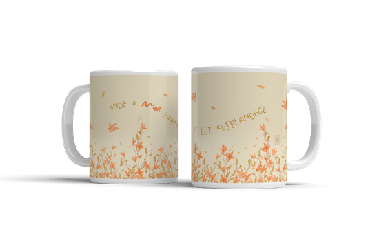 Caneca de Mães Bege - Onde O Amor Habita - em Porcelana
