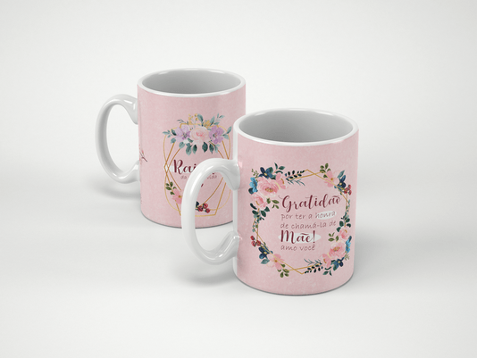 Caneca de Mães - "Mãe Rainha da Minha Vida" - em Porcelana