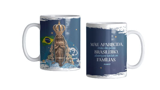 Caneca de Nossa Senhora Aparecida - "Mãe do Povo Brasileiro" - Porcelana