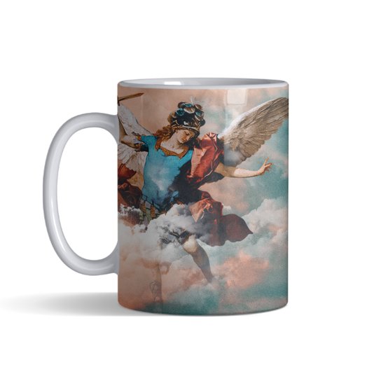 Caneca de São Miguel Arcanjo - Porcelana - São Miguel Arcanjo, Defendei-nos No Combate!