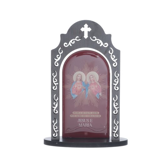Capela dos Sagrados Corações de Jesus e Maria em MDF e Detalhes Vazados - 16cm