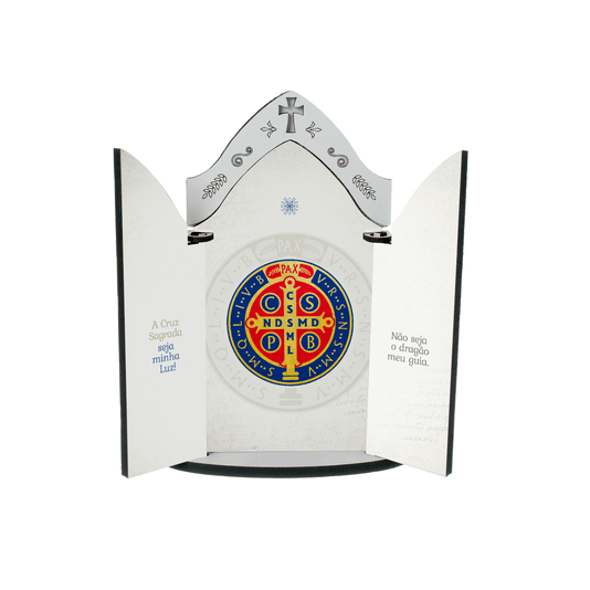 Capela com Medalha de São Bento - "A Cruz Sagrada Seja Minha Luz" - Tam M