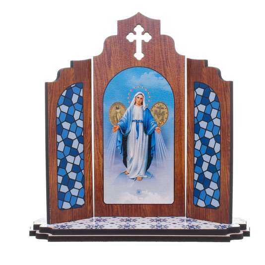 Capela Portuguesa de Nossa Senhora das Graças em MDF com Detalhe Vazado - 12,7cm