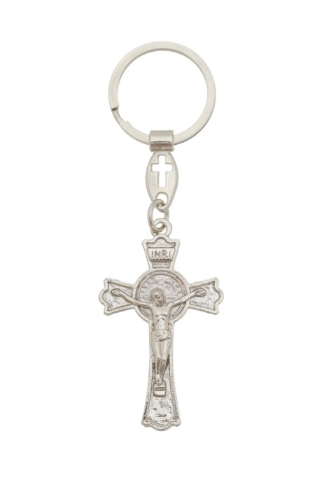 Chaveiro Crucifixo de São Bento - Prata