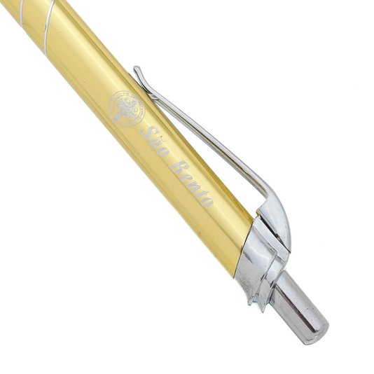 Chaveiro Crucifixo São Bento e Caneta - Dourado