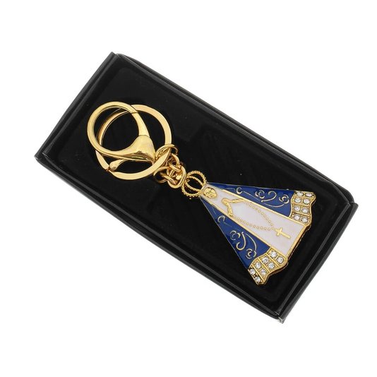 Chaveiro Nossa Senhora Aparecida com strass e mosquete dourado