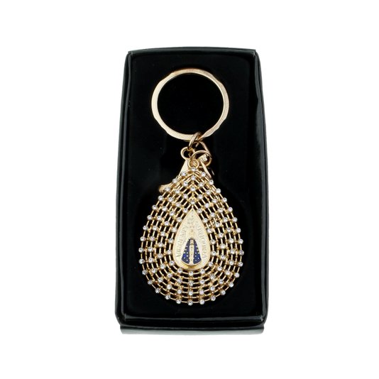 Chaveiro de Nossa Senhora Aparecida Trabalhado em Strass - Dourado