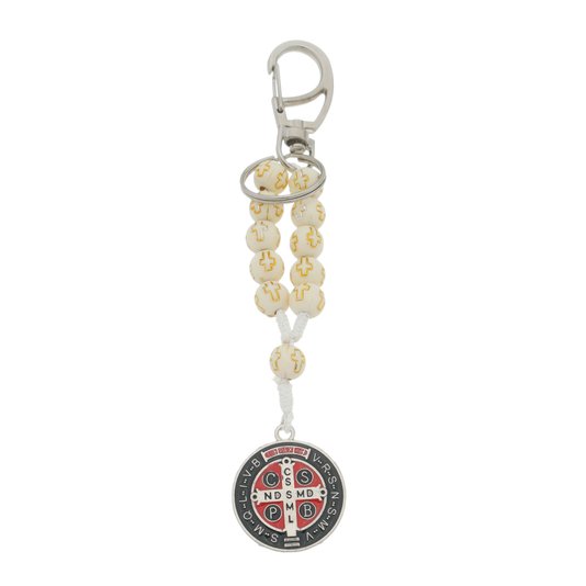 Chaveiro de São Bento com Medalha Colorida - Conta Cruz