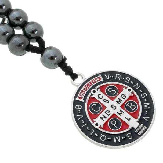 Chaveiro de São Bento em Hematita com Mosquete