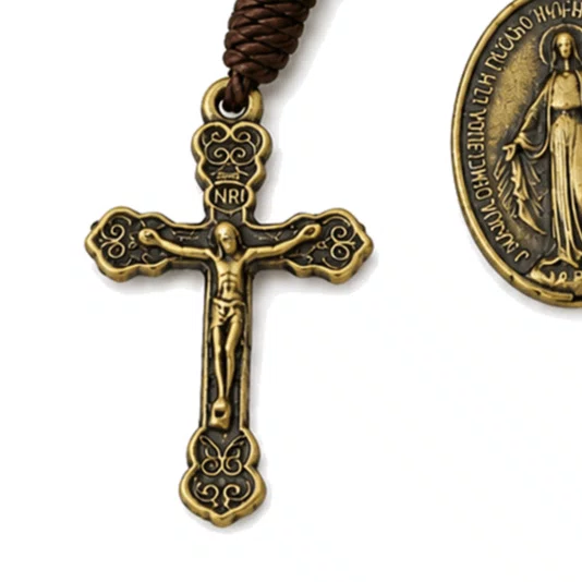 Chaveiro Dezena Aberta Madeira Nossa Senhora Das Graças Marrom Clara 8mm