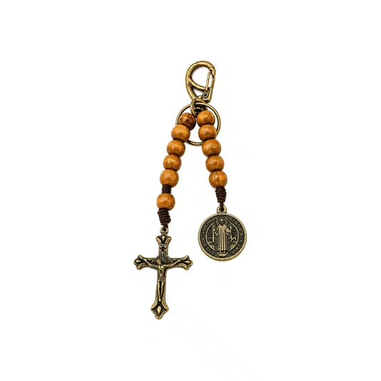 Chaveiro Dezena Aberta Madeira São Bento Marrom Clara 10mm