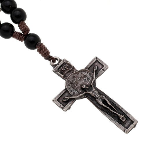 Chaveiro Dezena do Crucifixo da Medalha das Duas Cruzes com Mosquete - Preto
