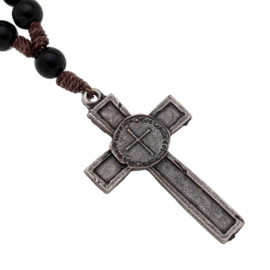 Chaveiro Dezena do Crucifixo da Medalha das Duas Cruzes com Mosquete - Preto