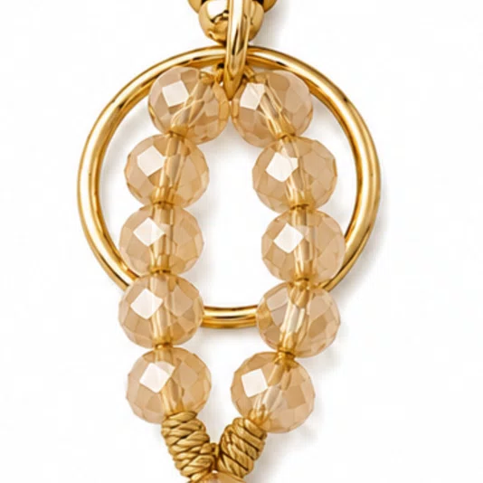 Chaveiro Dezena Cristal Dourado Nossa Senhora Aparecida Doce de Leite