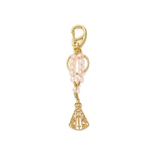 Chaveiro Dezena Cristal Dourado Nossa Senhora Aparecida Rosa Claro Translúcido