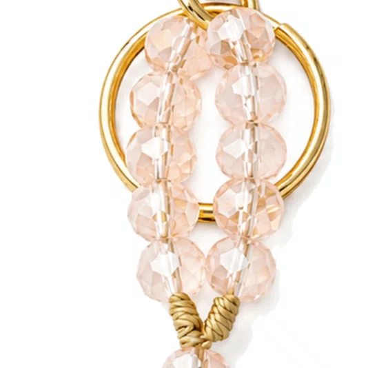 Chaveiro Dezena Cristal Dourado Nossa Senhora Aparecida Rosa Claro Translúcido