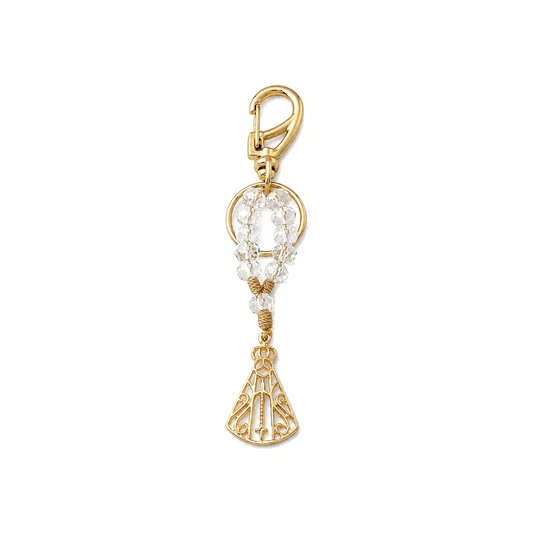 Chaveiro Dezena Cristal Dourado Nossa Senhora Aparecida Transparente