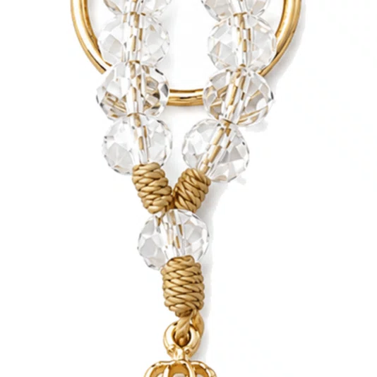 Chaveiro Dezena Cristal Dourado Nossa Senhora Aparecida Transparente