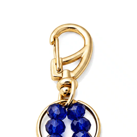 Chaveiro Dezena Cristal Dourado  Nossa Senhora Aparecida Azul Escuro