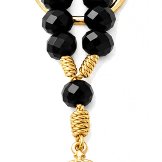 Chaveiro Dezena Cristal Dourado Nossa Senhora Aparecida Preto