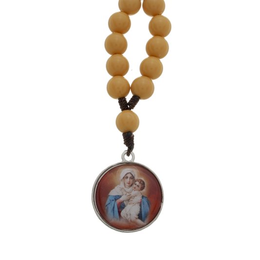 Chaveiro Dezena da Mãe Rainha de Schoenstatt em Metal com Mosquete - Marrom Claro