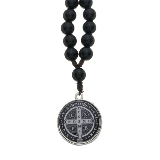 Chaveiro Dezena da Medalha de São Bento Preto e Branco com Mosquete - Preto
