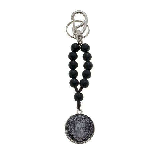 Chaveiro Dezena da Medalha de São Bento Preto e Branco com Mosquete - Preto