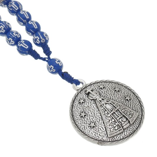 Kit Chaveiros de Dezena de Nossa Senhora Aparecida - Preto, Rosa, Branco e Azul - 12un