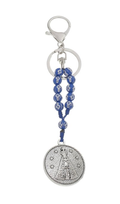 Kit Chaveiros de Dezena de Nossa Senhora Aparecida - Preto, Rosa, Branco e Azul - 12un