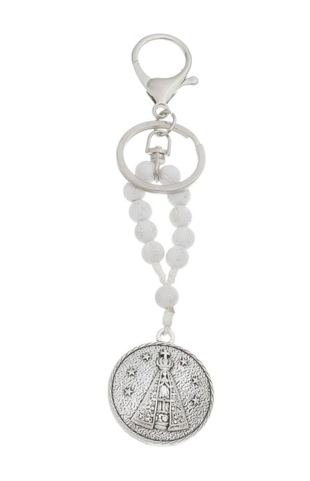 Kit Chaveiros de Dezena de Nossa Senhora Aparecida - Preto, Rosa, Branco e Azul - 12un